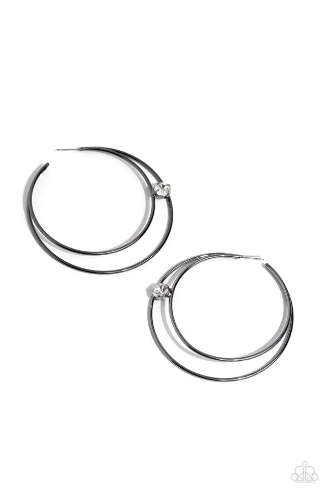 Paparazzi Earring ~ Theater HOOP - Black