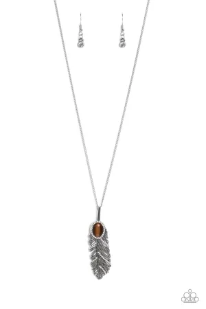 Paparazzi Pure QUILL-Power - Brown Feather Necklace