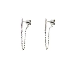 Pave Diamond Bar Chain Earrings