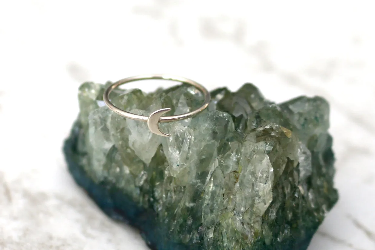 Petite Lune // Little Moon Ring, Vermeil or Sterling Silver, Small Crescent Ring /// BH-R008