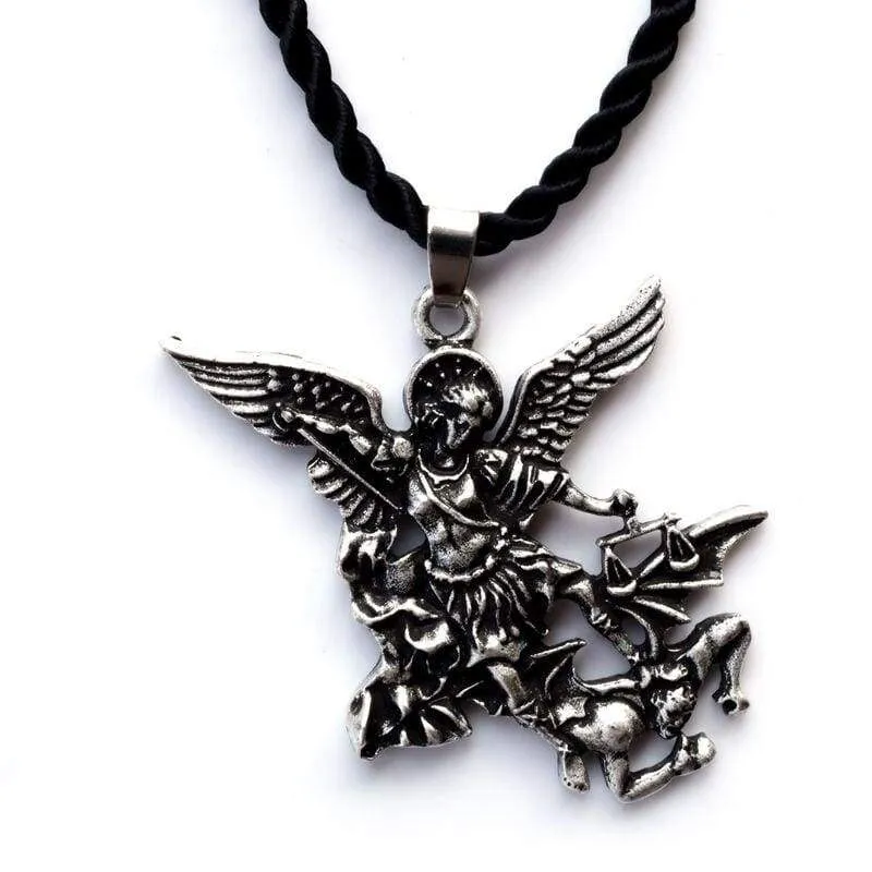 Pewter St. Michael the Archangel Pendant  Catholic Medal Amulet Protection Pendant