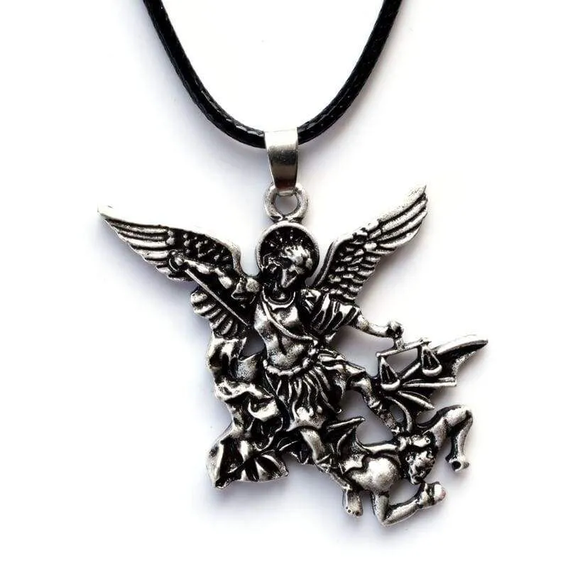 Pewter St. Michael the Archangel Pendant  Catholic Medal Amulet Protection Pendant