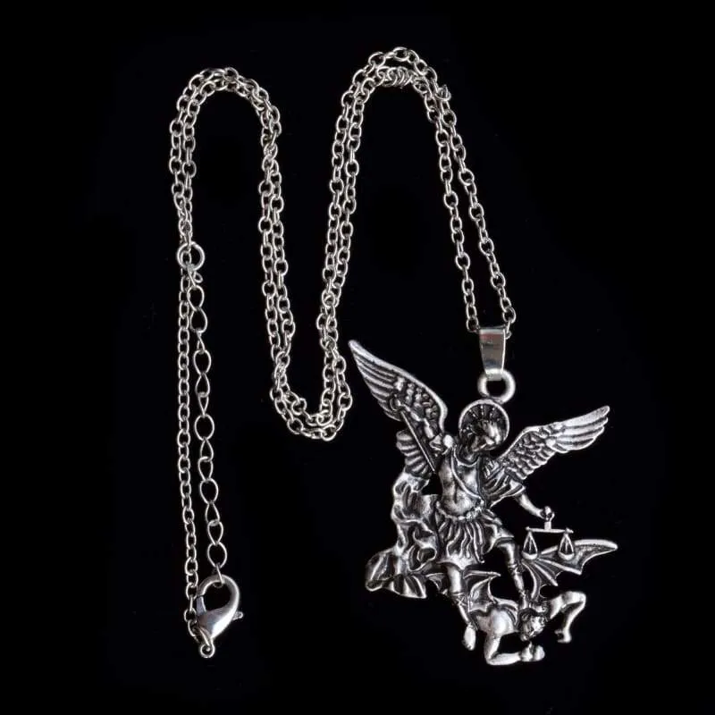 Pewter St. Michael the Archangel Pendant  Catholic Medal Amulet Protection Pendant