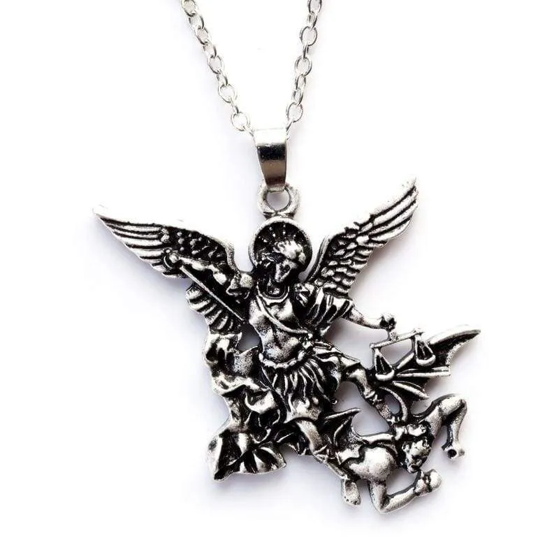 Pewter St. Michael the Archangel Pendant  Catholic Medal Amulet Protection Pendant