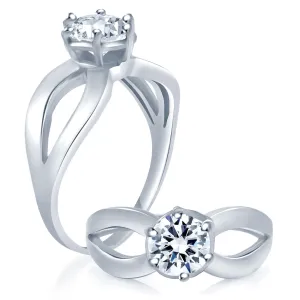 Pissara Modern Rhodium Plated Cubic Zirconia Stone Studded Solitaire Ring - 7