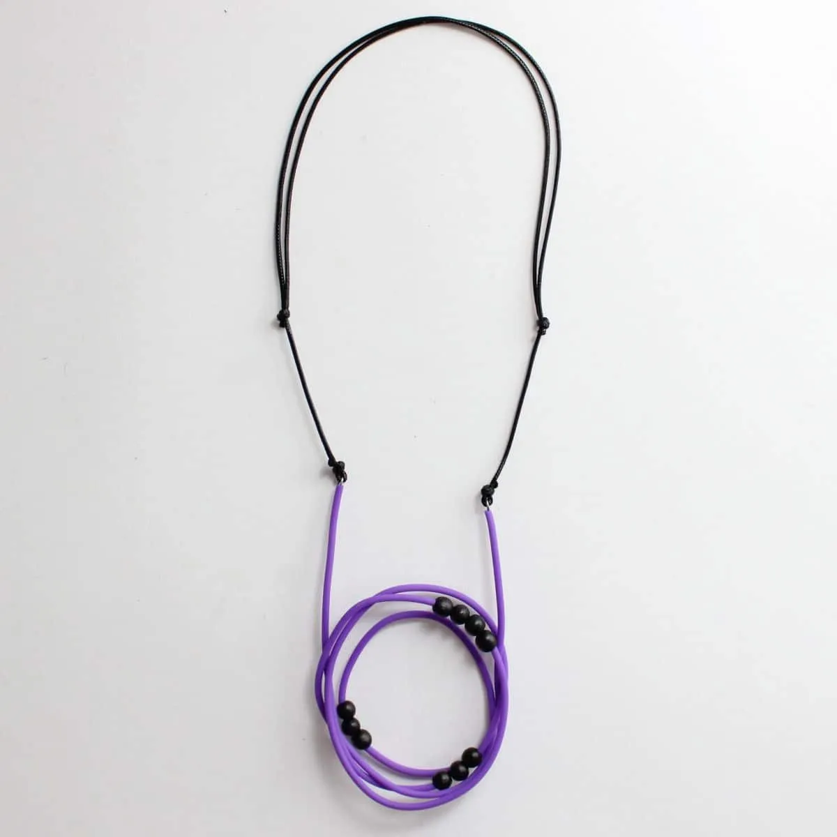 Purple and Black Rubber Tubing Ava Necklace