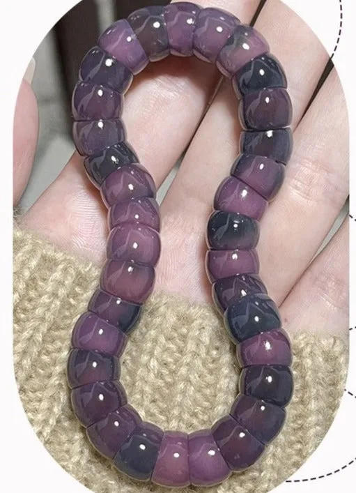 Purple Grape Pig Large Bodhi Root Wrapped Finger Soft Playing Bracelet