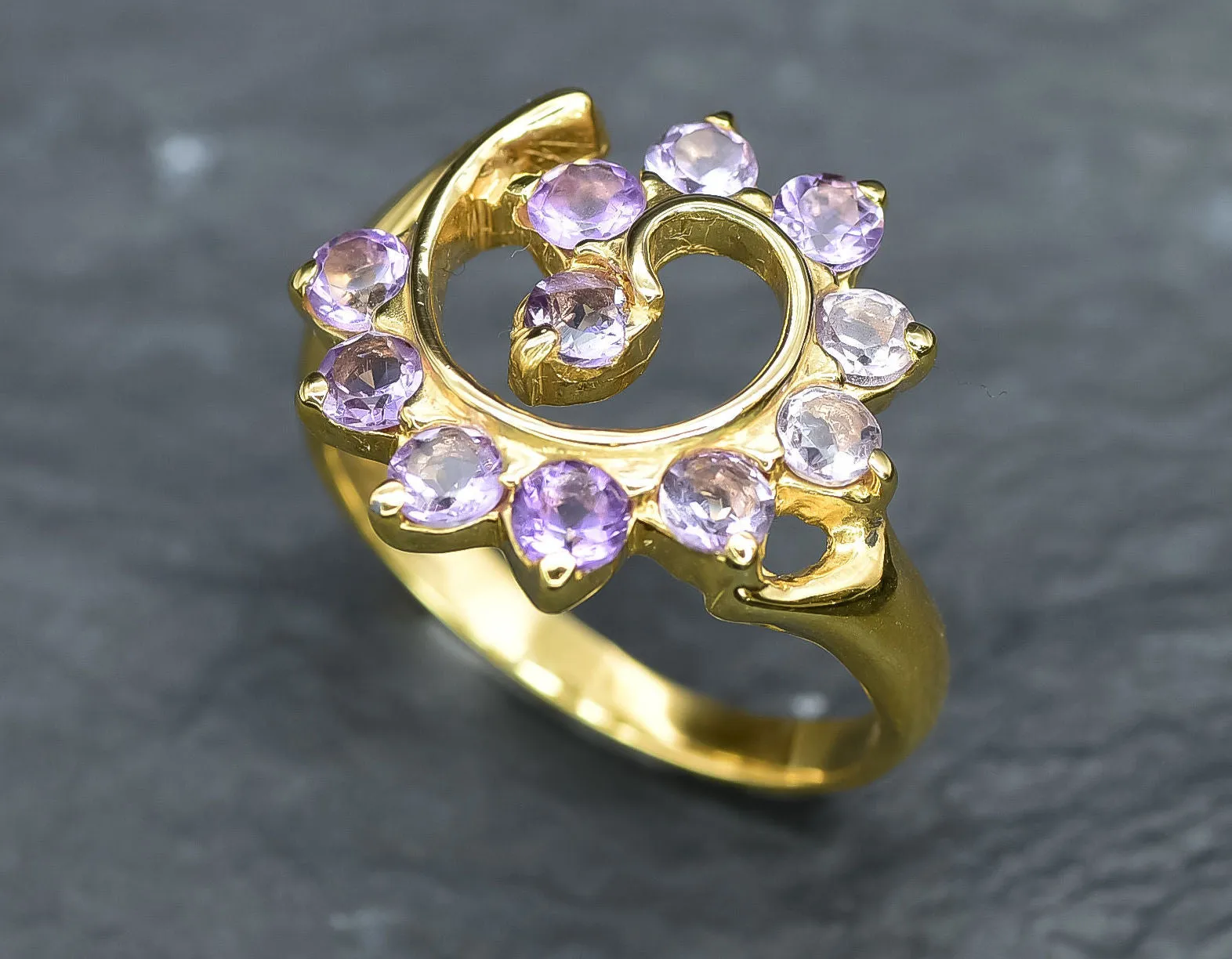 Purple Swirl Ring - Spiral Amethyst Ring - Vintage Statement Ring