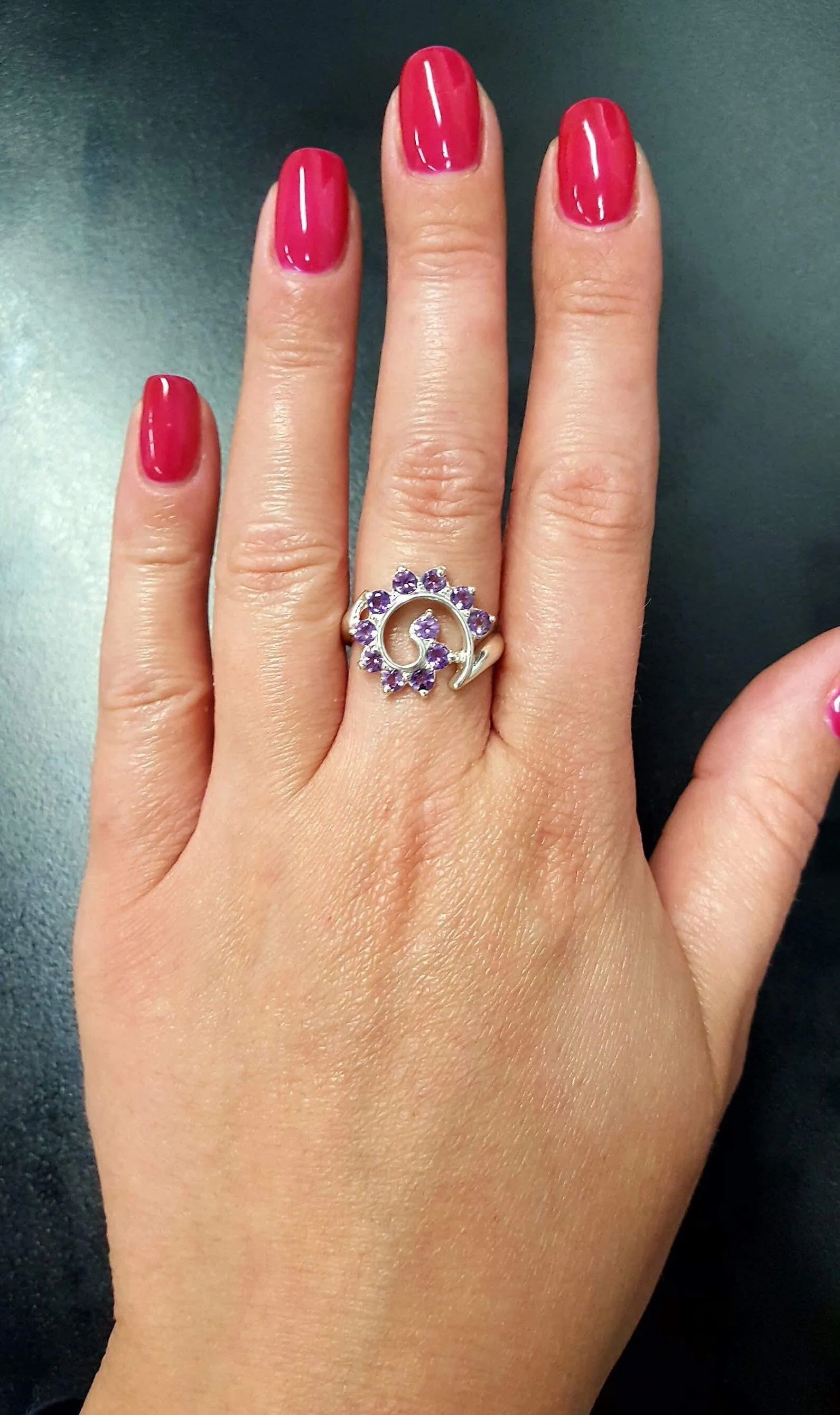 Purple Swirl Ring - Spiral Amethyst Ring - Vintage Statement Ring