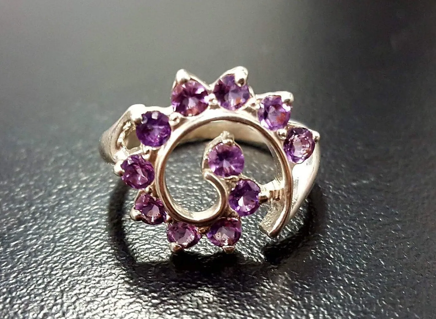 Purple Swirl Ring - Spiral Amethyst Ring - Vintage Statement Ring