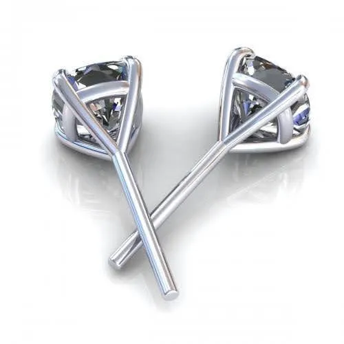 Rare 0.25CT Cushion Cut Diamond Stud Earrings in 14KT White Gold