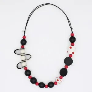 Red Polka Dot Mixed Media Necklace