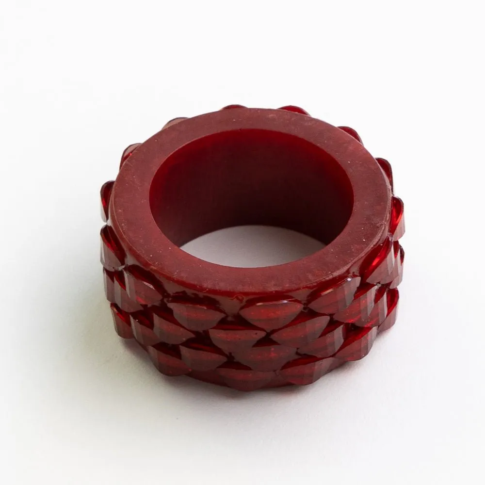 Red Round Resin Beaded Napkin Ring | Set of 4