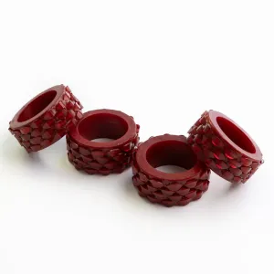 Red Round Resin Beaded Napkin Ring | Set of 4