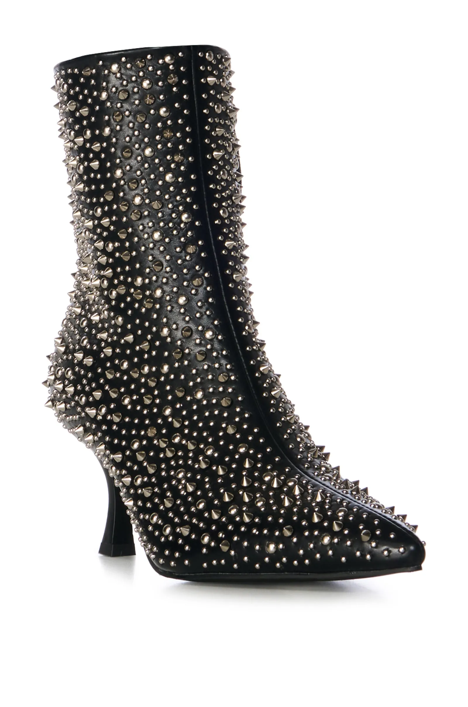 RIDLEY-BLACK STUDDED STILETTO BOOTIE