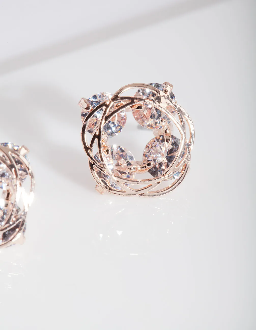 Rose Gold Cubic Zirconia Nested Stud