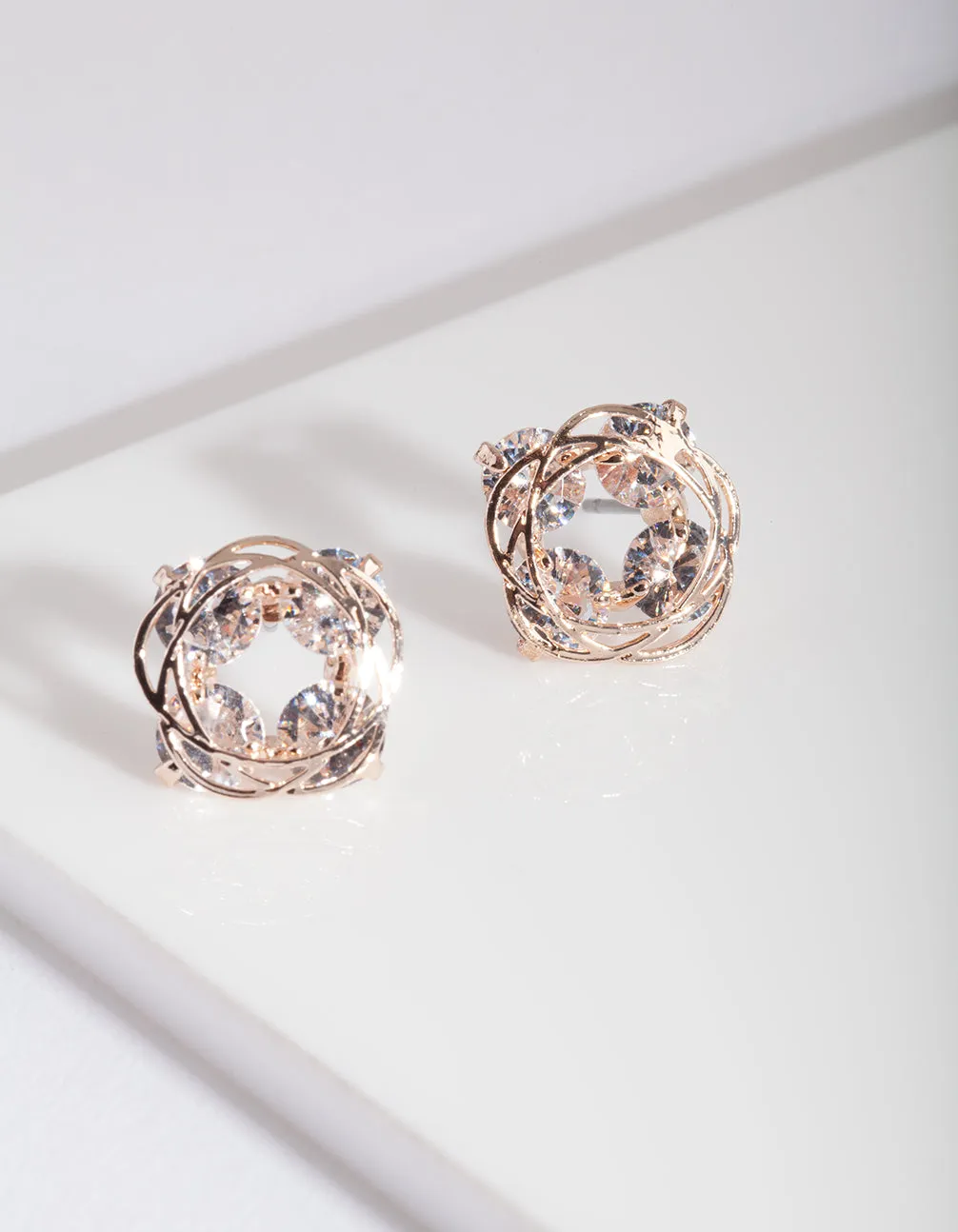 Rose Gold Cubic Zirconia Nested Stud