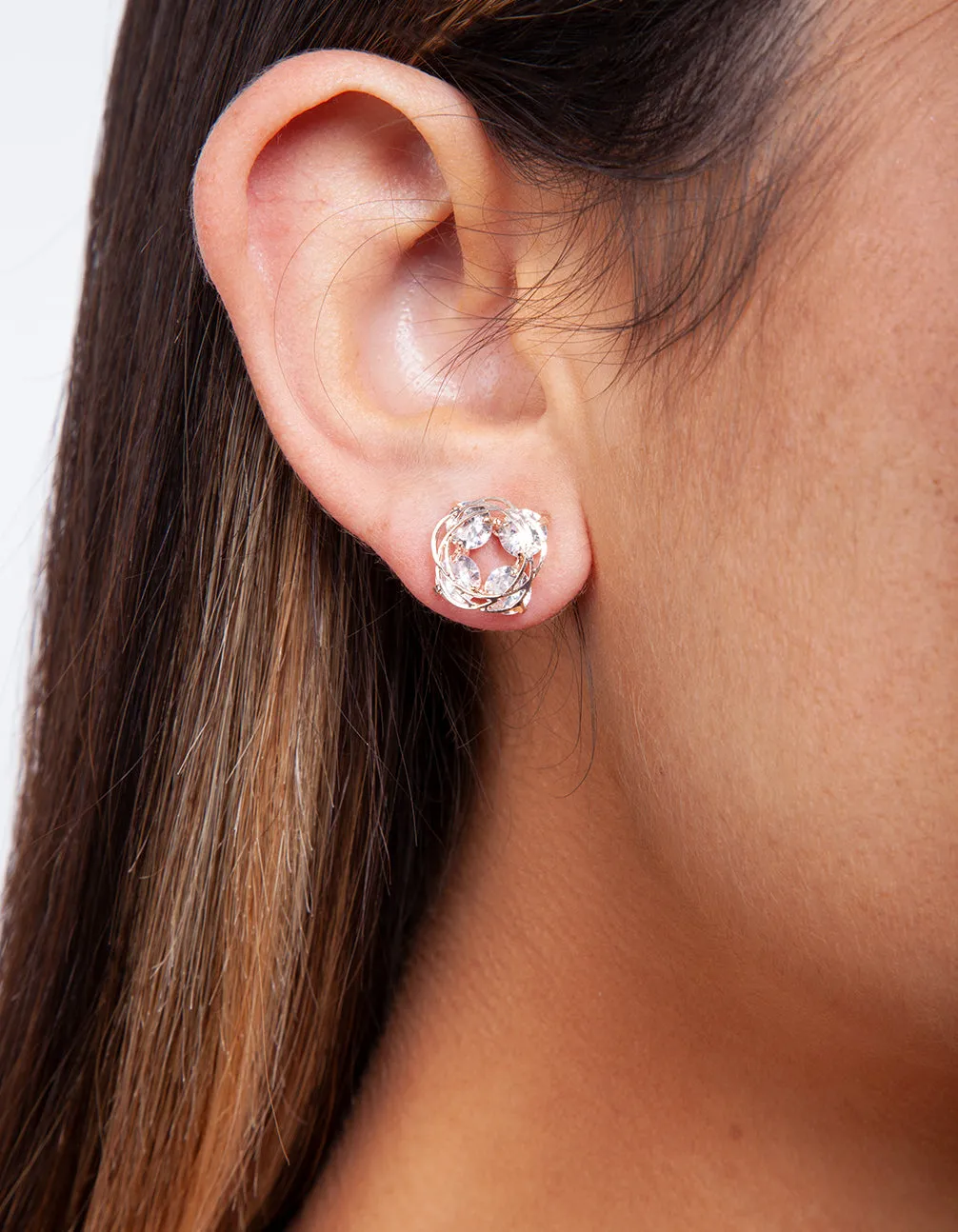 Rose Gold Cubic Zirconia Nested Stud