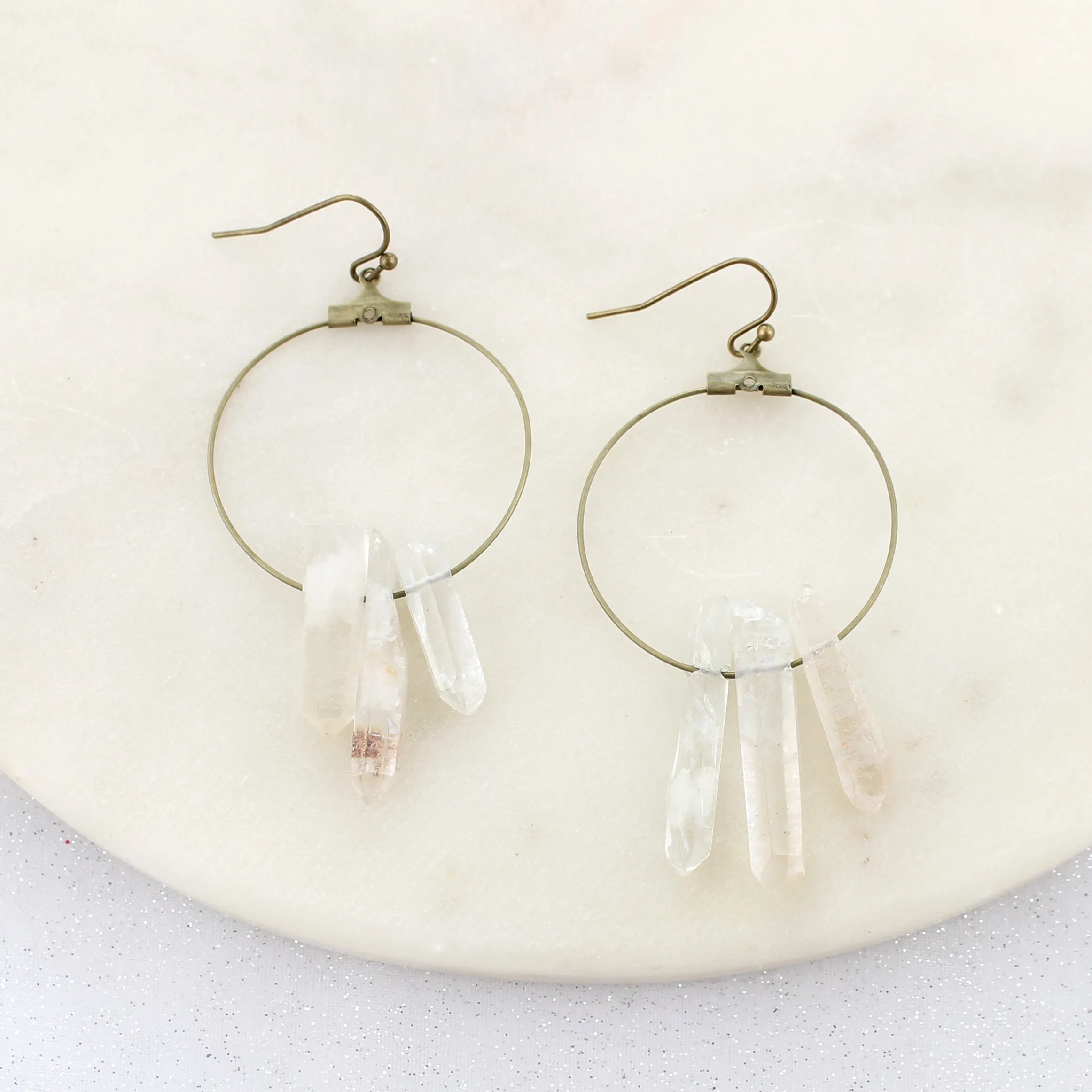 Rough Cut Crystal Loop Earrings