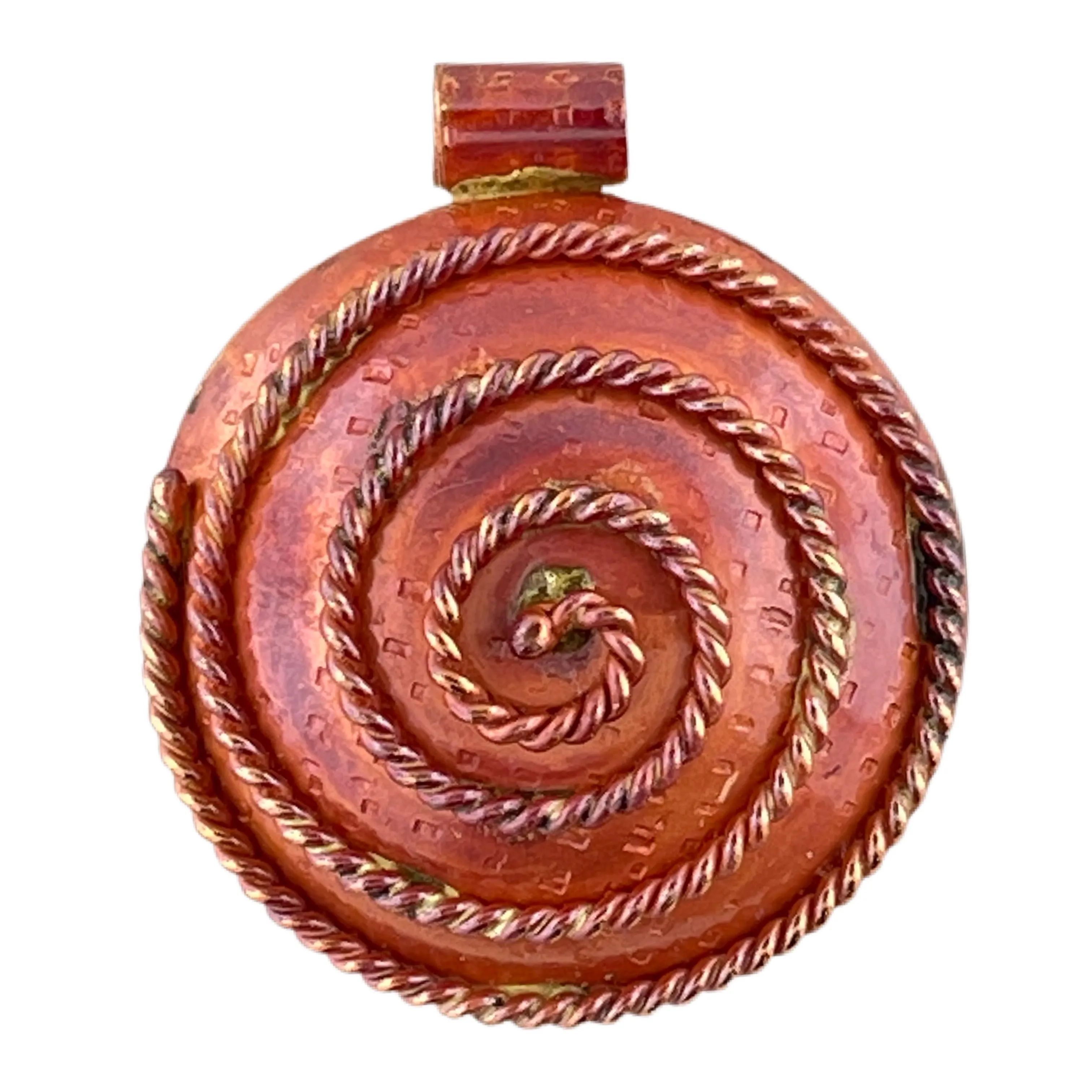 Rustic Copper Art Deco-Inspired Pendant