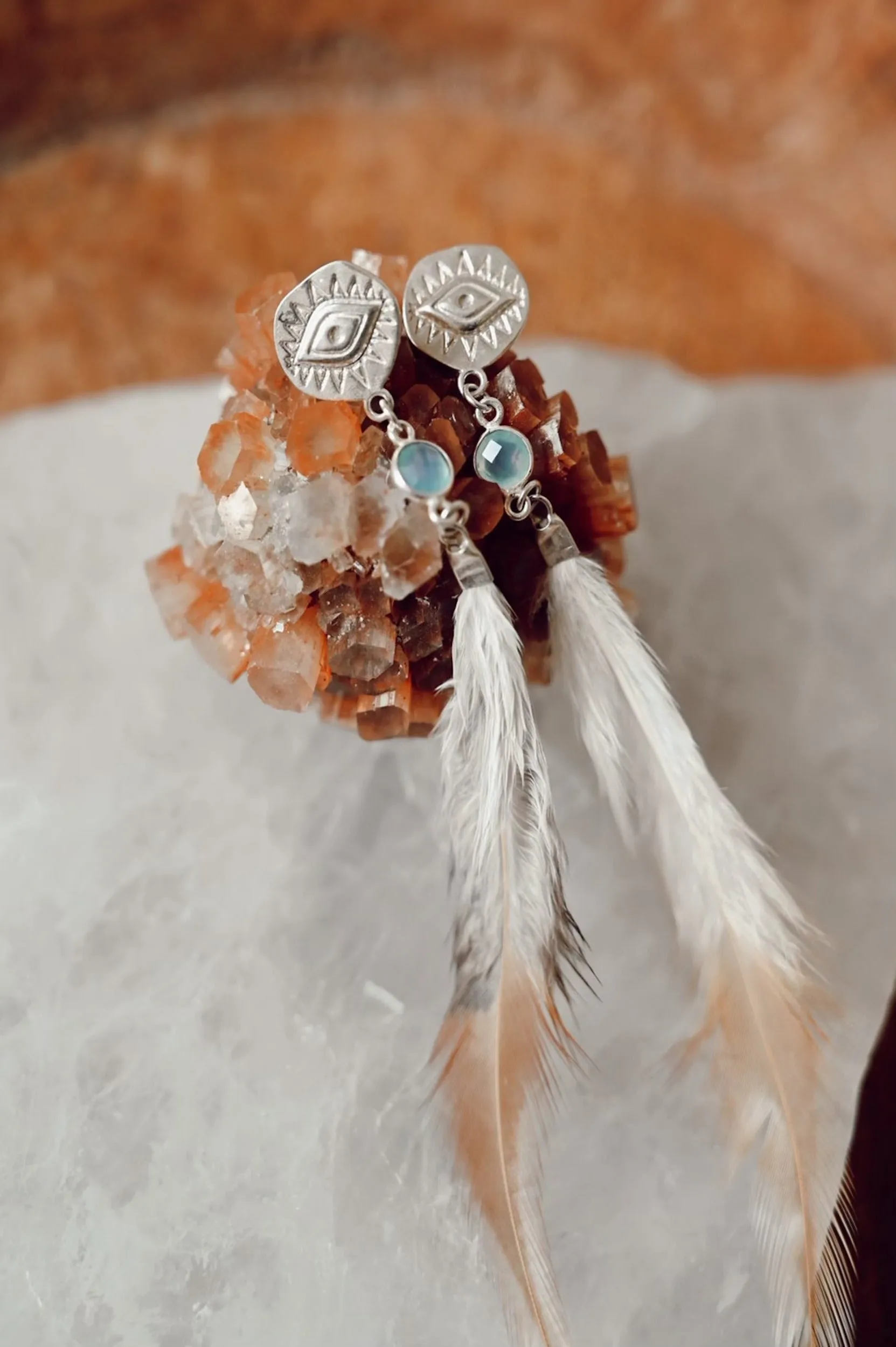 She Is Free Crystal Feather Earrings