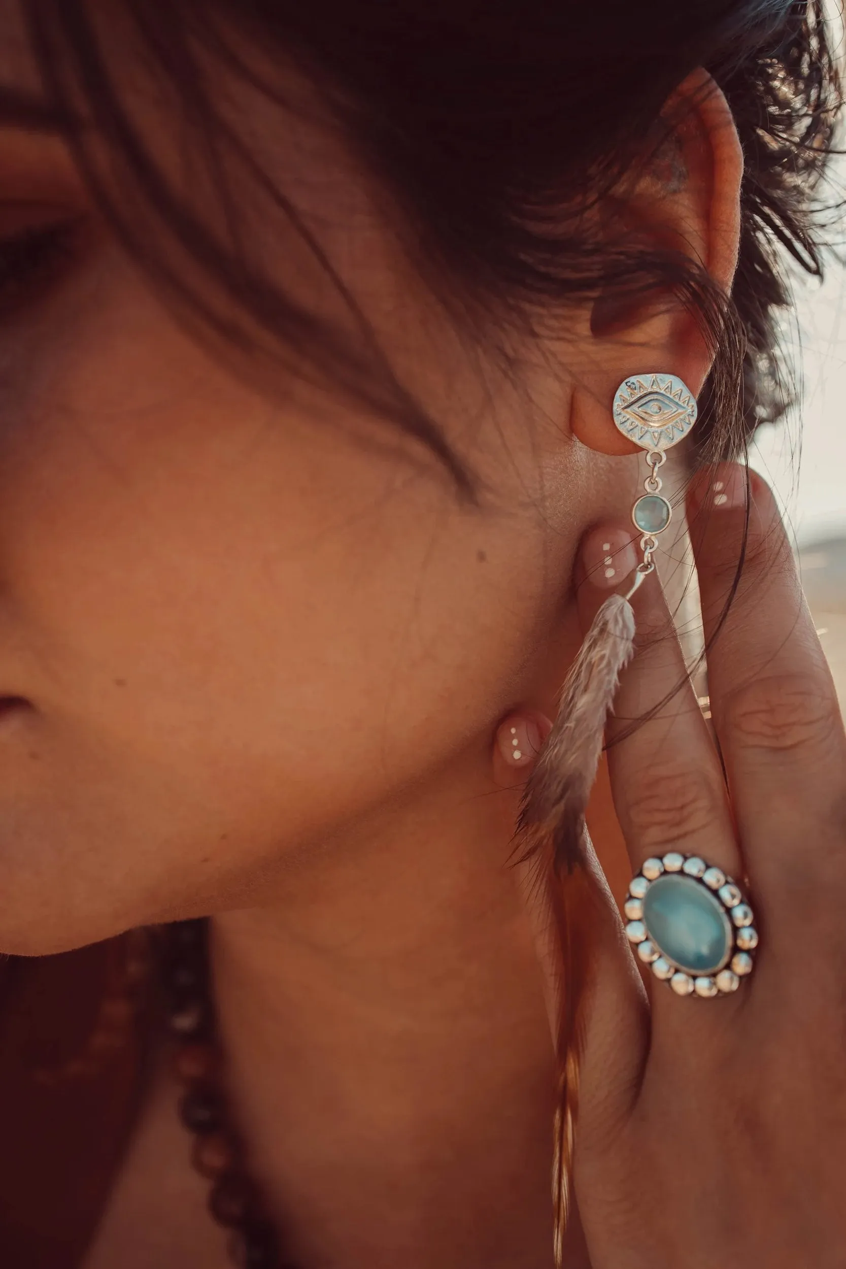 She Is Free Crystal Feather Earrings