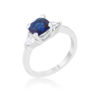 Shonda 1.8ct Sapphire CZ Rhodium Cushion Classic Statement Ring