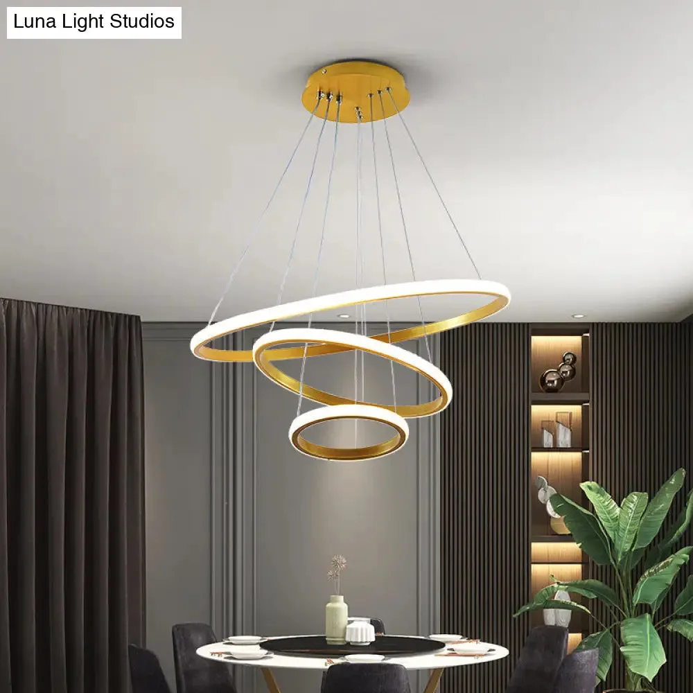 Sleek 3-Ring LED Ceiling Pendant Light: Modern Bedroom Lighting Fixture