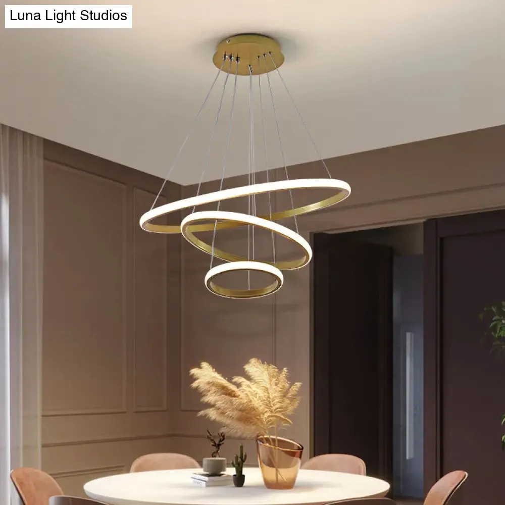 Sleek 3-Ring LED Ceiling Pendant Light: Modern Bedroom Lighting Fixture