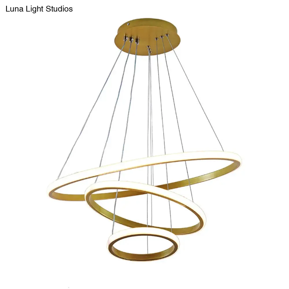 Sleek 3-Ring LED Ceiling Pendant Light: Modern Bedroom Lighting Fixture