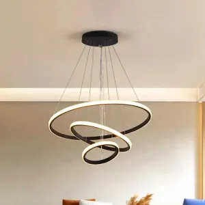 Sleek 3-Ring LED Ceiling Pendant Light: Modern Bedroom Lighting Fixture