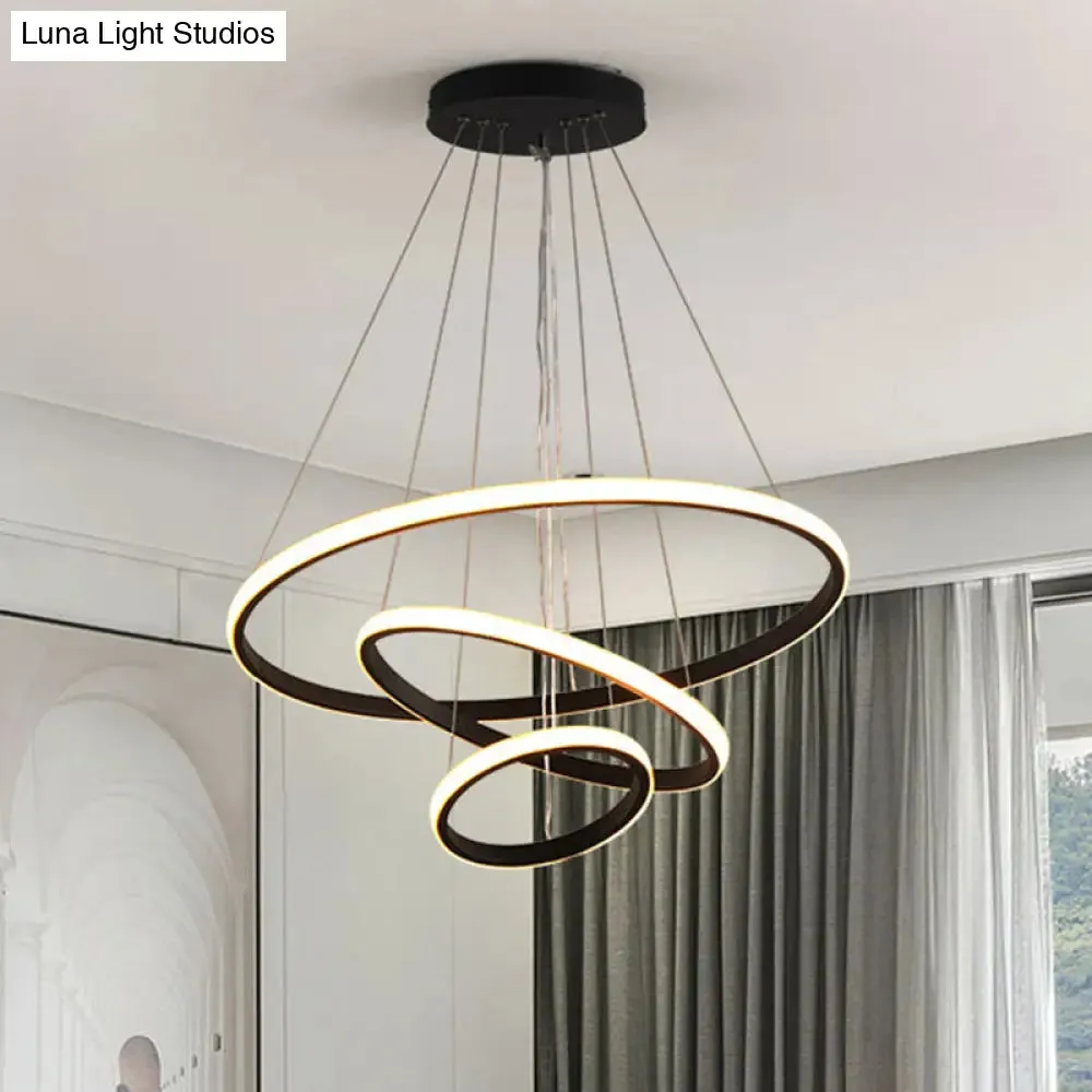 Sleek 3-Ring LED Ceiling Pendant Light: Modern Bedroom Lighting Fixture