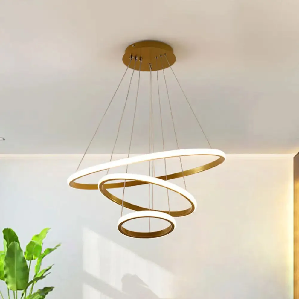 Sleek 3-Ring LED Ceiling Pendant Light: Modern Bedroom Lighting Fixture