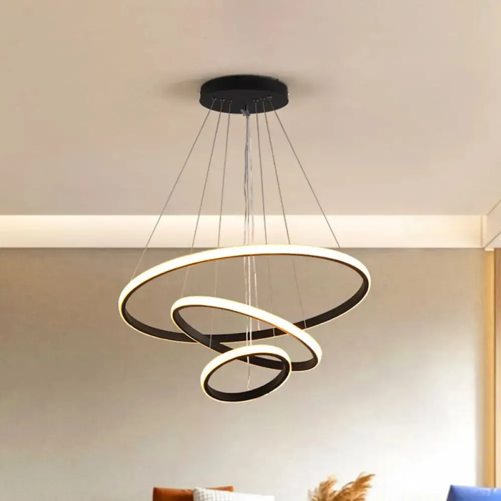 Sleek 3-Ring LED Ceiling Pendant Light: Modern Bedroom Lighting Fixture