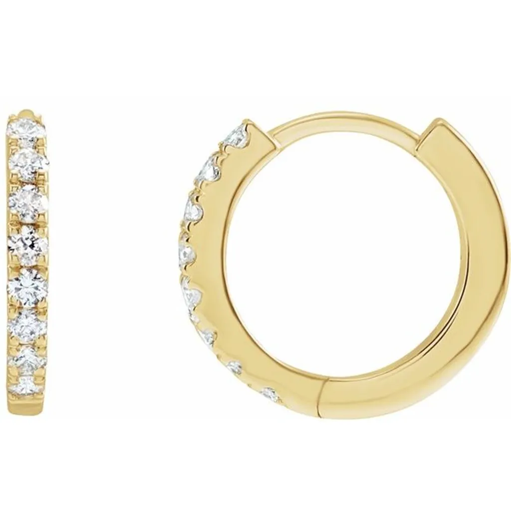 Small Diamond Huggie Hoop Earrings | 14K Yellow Gold 0.11ctw