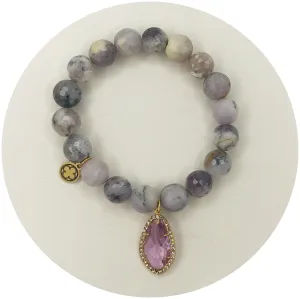 Soft Spotted Violet Jasper with Pavé Violet Crystal Point Pandant