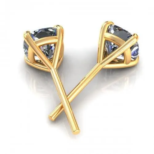 Special 0.25CT Cushion Cut Diamond Stud Earrings in 14KT Yellow Gold