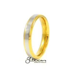 Stainless Steel 4mm Wide 2-Tone Polished Center Band Ring