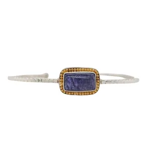 Sterling Silver 22K Gold Vermeil Tanzanite Cabochon Cuff Bracelet