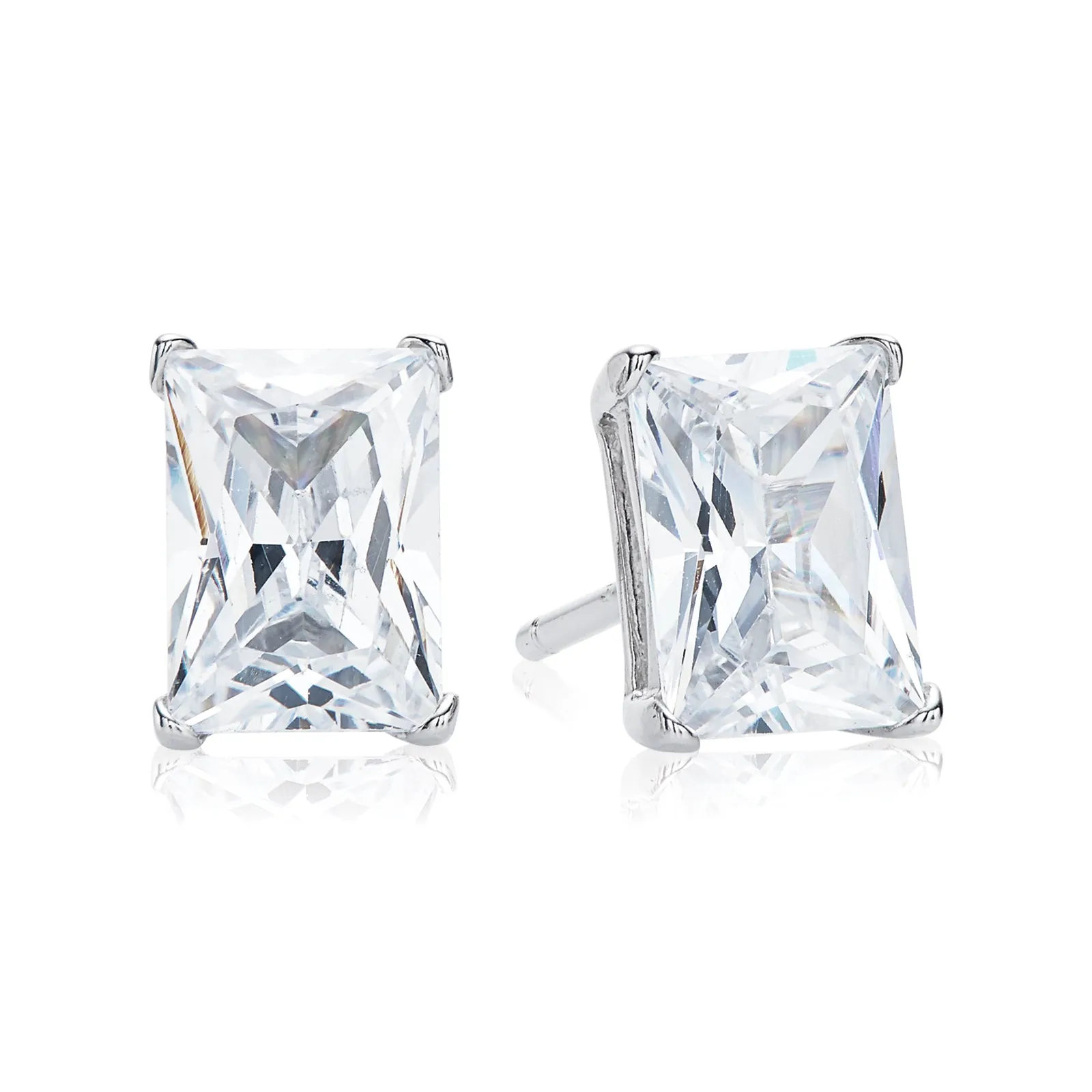 Sterling Silver 7x5mm Cubic Zirconia  Stud Earrings