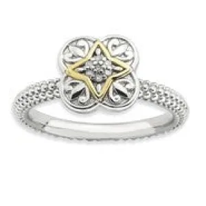 Sterling Silver & 14k Diamond Ring