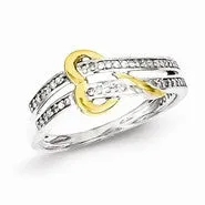 Sterling Silver & 14k Two Tone Diamond Heart Ring