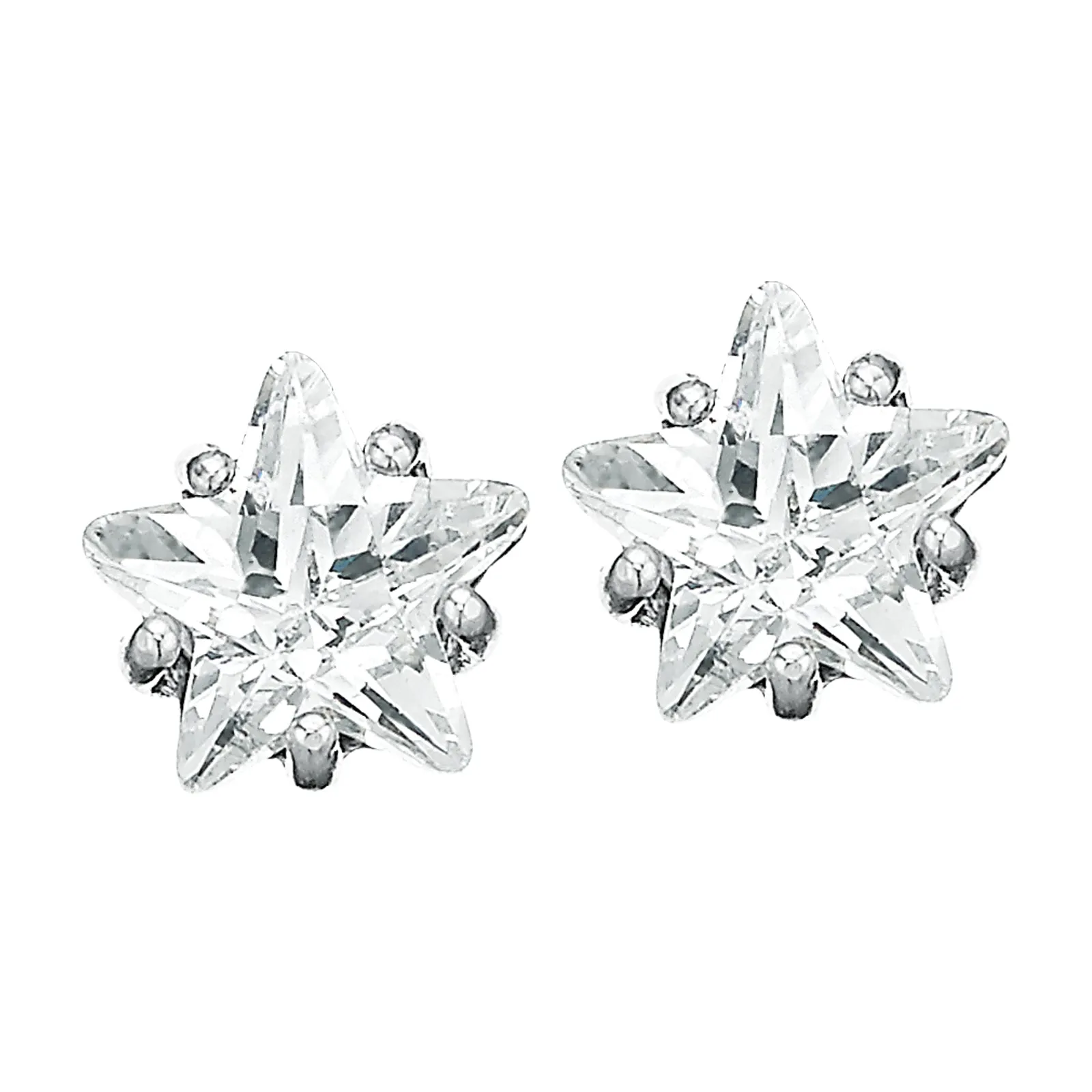 Sterling Silver Cubic Zirconia 6mm Stud Earrings