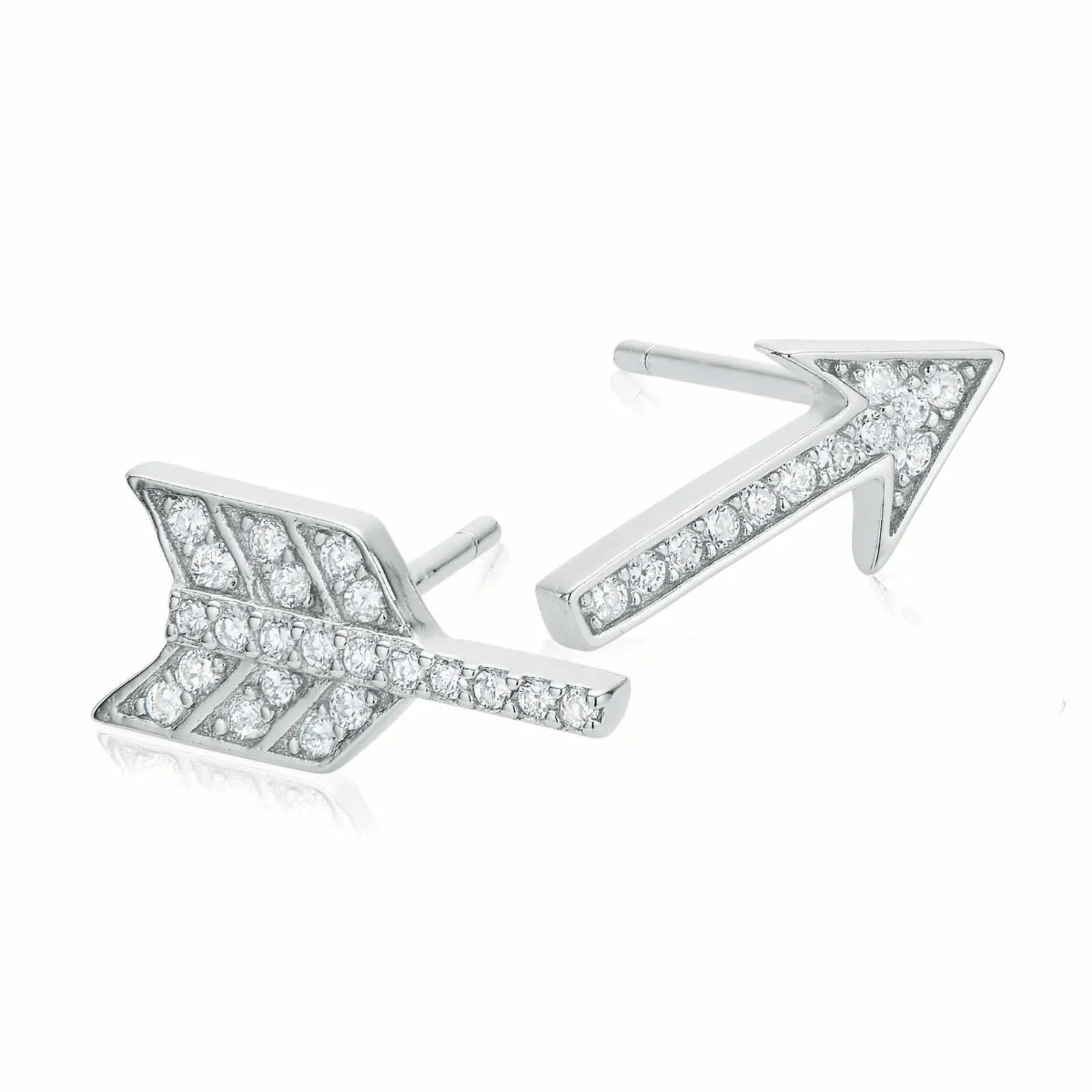 Sterling Silver Cubic Zirconia Arrow Stud Earrings