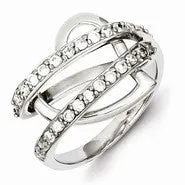 Sterling Silver CZ Captured Heart Ring