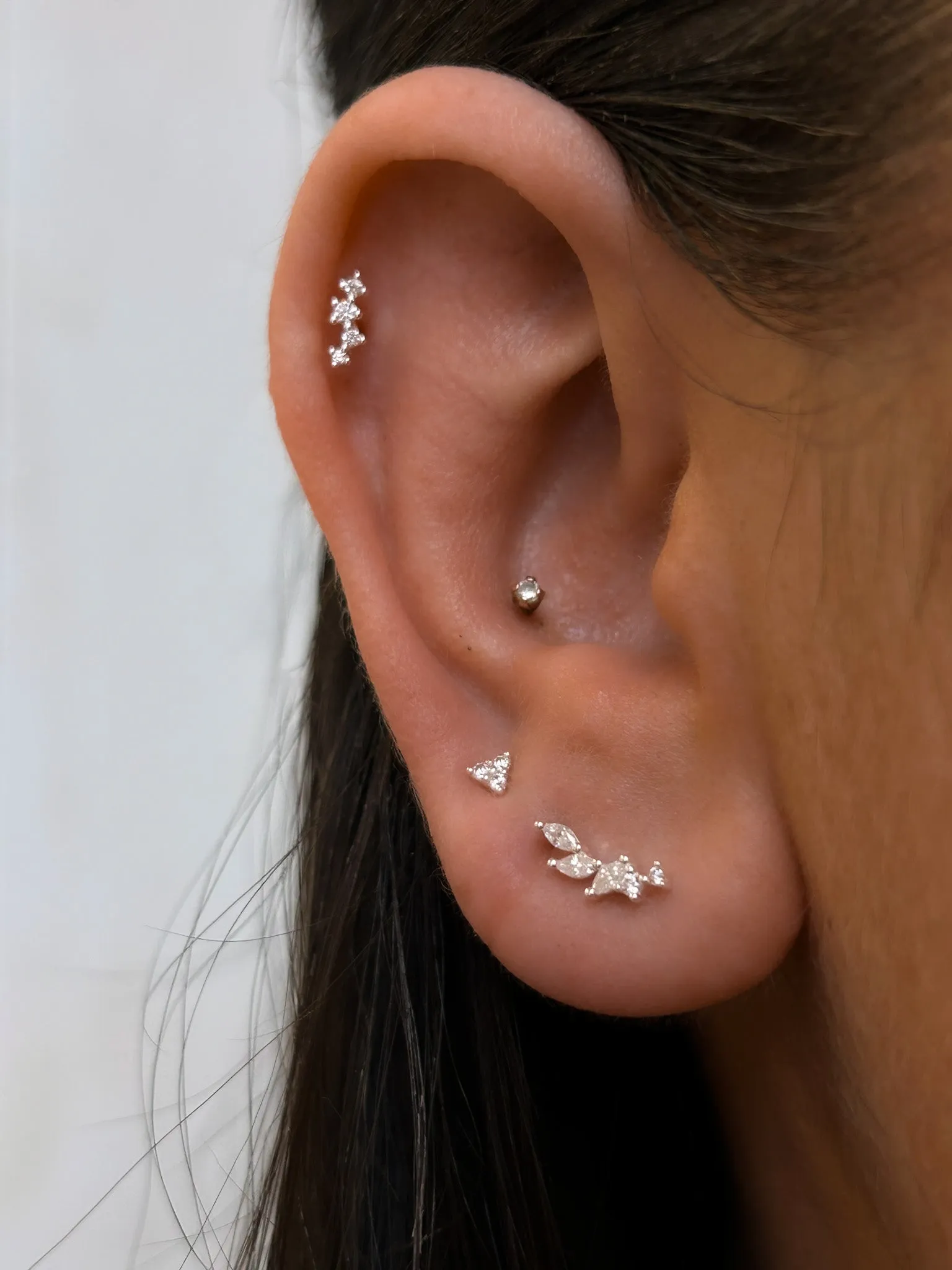 Sterling Silver Cz Climber Earrings