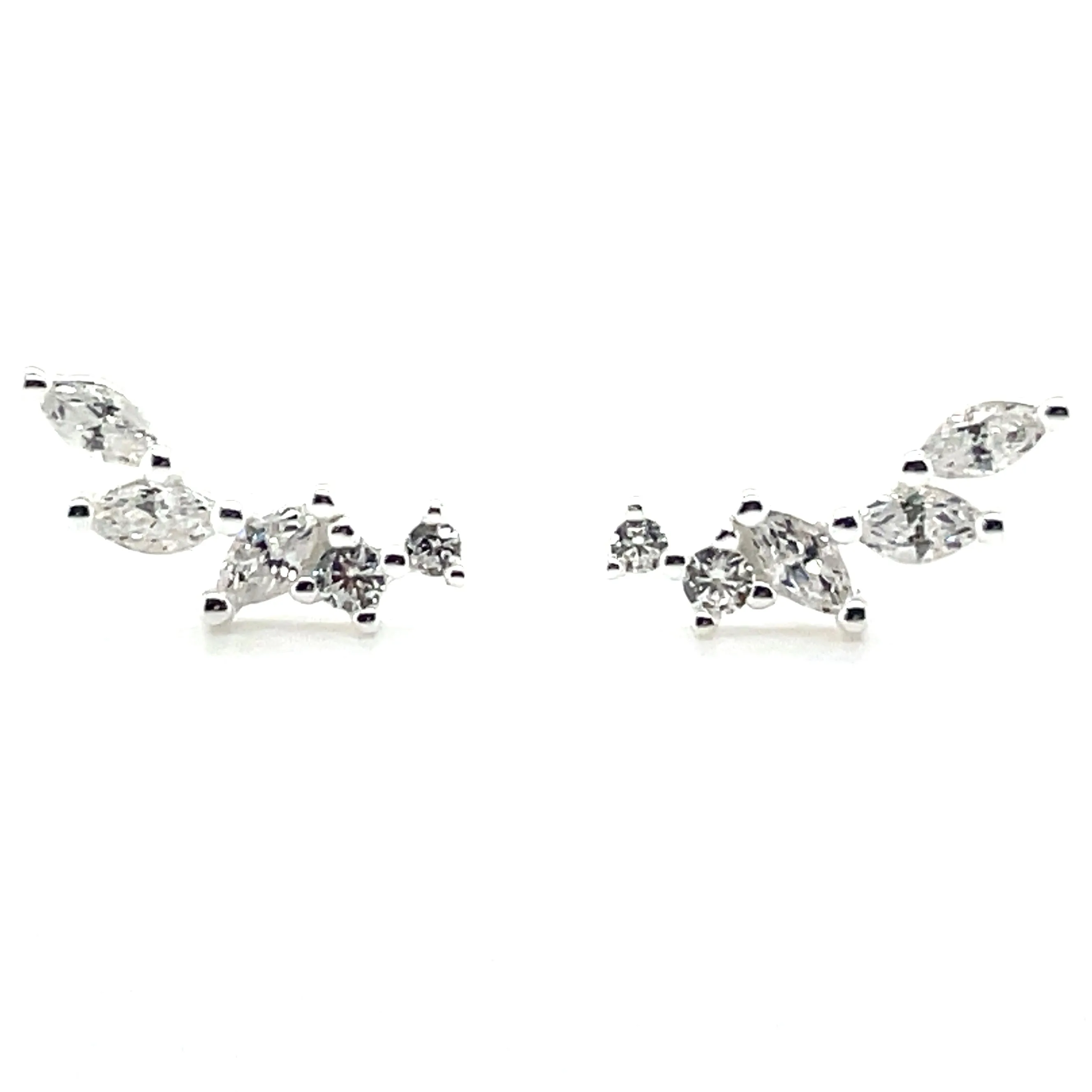 Sterling Silver Cz Climber Earrings