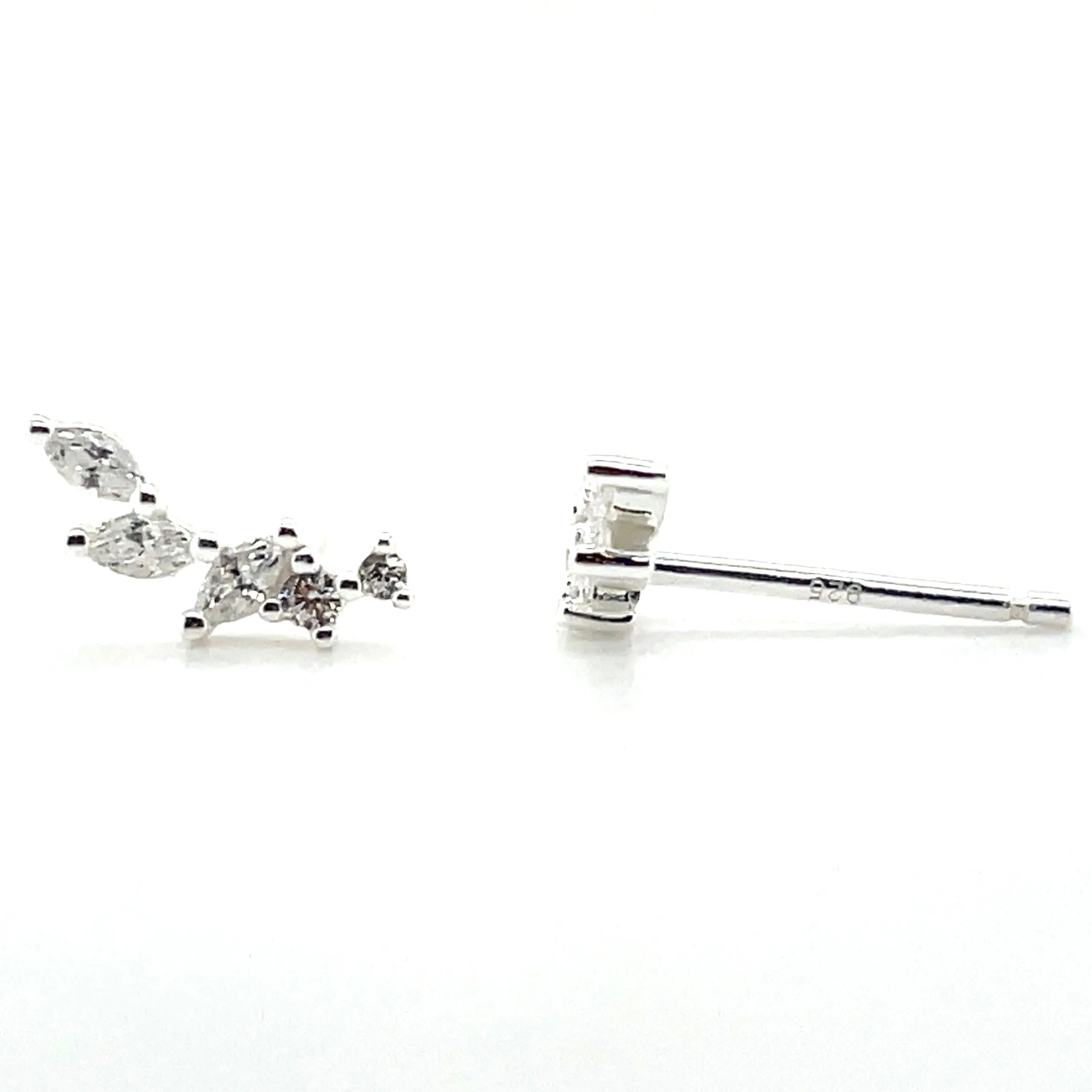 Sterling Silver Cz Climber Earrings