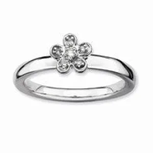 Sterling Silver Flower Diamond Ring