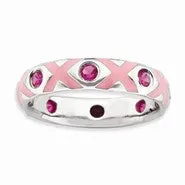 Sterling Silver Polished Created Ruby/Enameled Ring